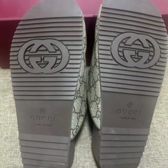 Gucci monogram horsebit clogs Brown Beige Gold hardware  Gucci Beige Monogram Clogs